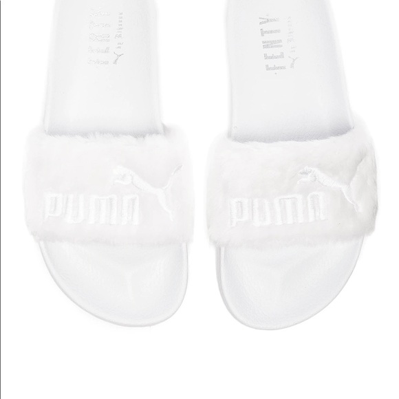 Puma Shoes - Fenty Faux Fur Leadcat White Slides - Size 10.5